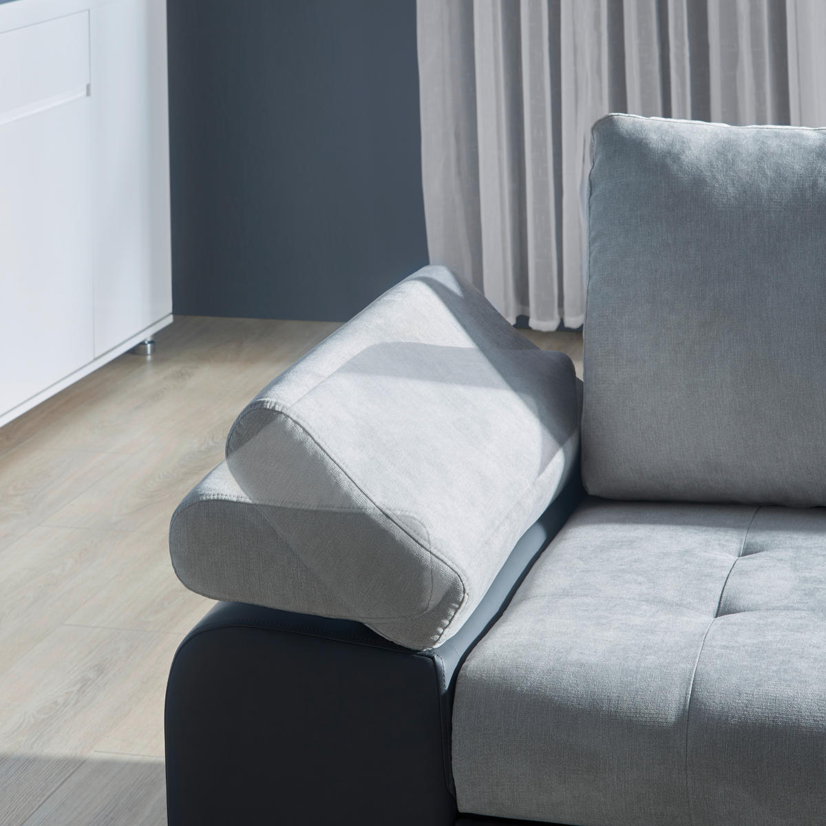 ECKSOFA Grau, Dunkelgrau Flachgewebe  - Dunkelgrau/Grau, Design, Kunststoff/Textil (271/175cm) - MID.YOU