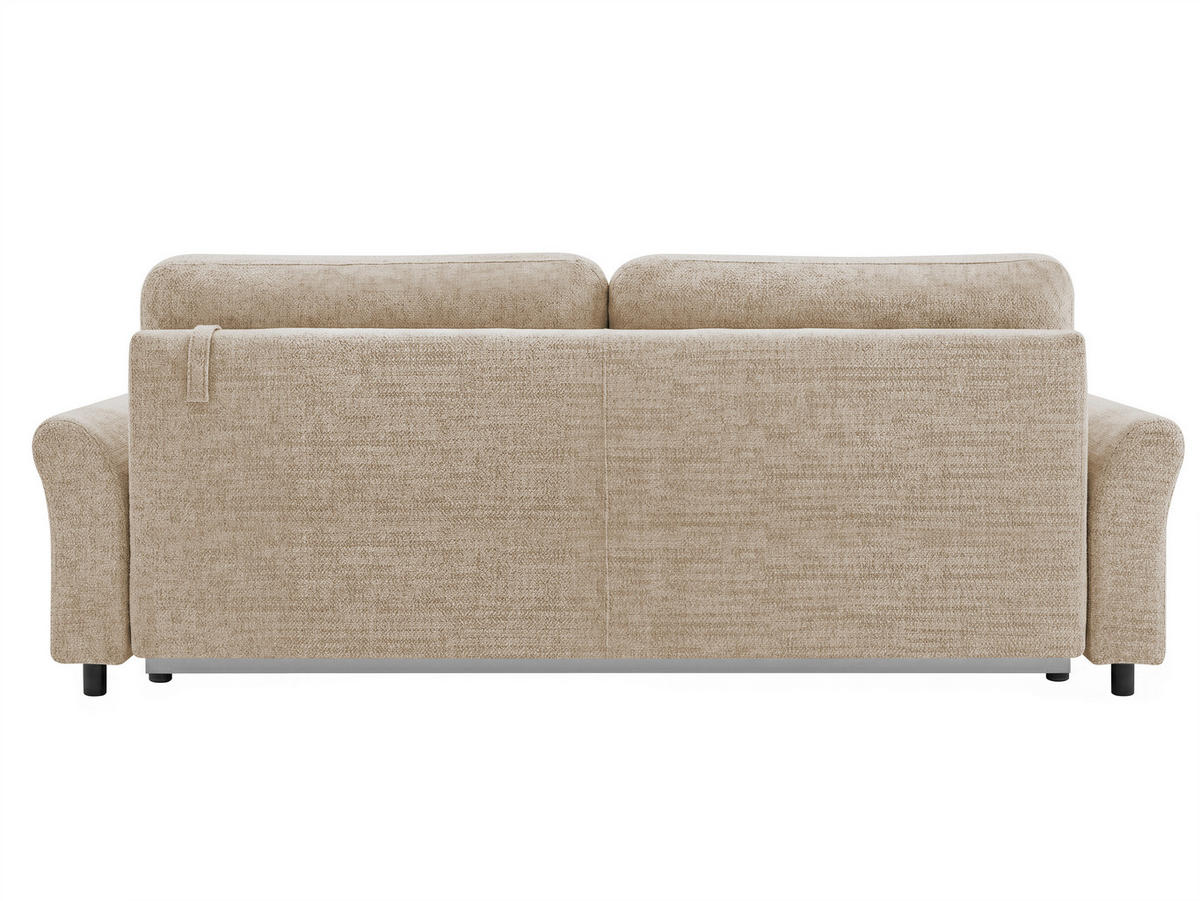 SCHLAFSOFA Flachgewebe, Struktur Beige  inkl. Zierkissen, Rückenkissen, Bettkasten, Schlaffunktion, Rücken echt  - Beige/Schwarz, Design, Textil (244/88/100cm) - P & B