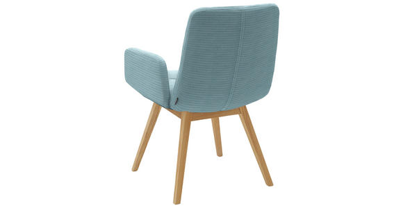 ARMLEHNSTUHL  in Cord  - Naturfarben/Hellblau, Design, Holz/Textil (61/88/66cm) - Dieter Knoll