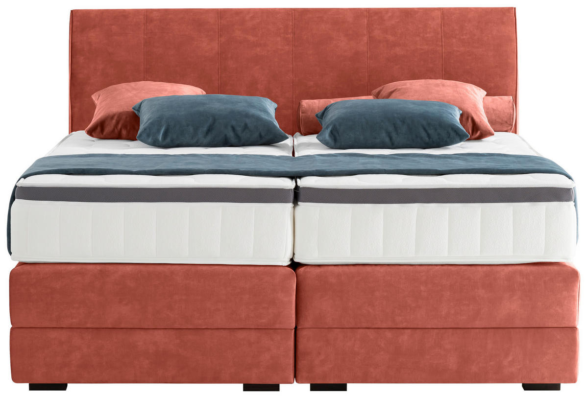 BOXSPRINGBETT 160/200 cm  in Koralle  - Wengefarben/Koralle, KONVENTIONELL, Holz/Textil (160/200cm) - Novel