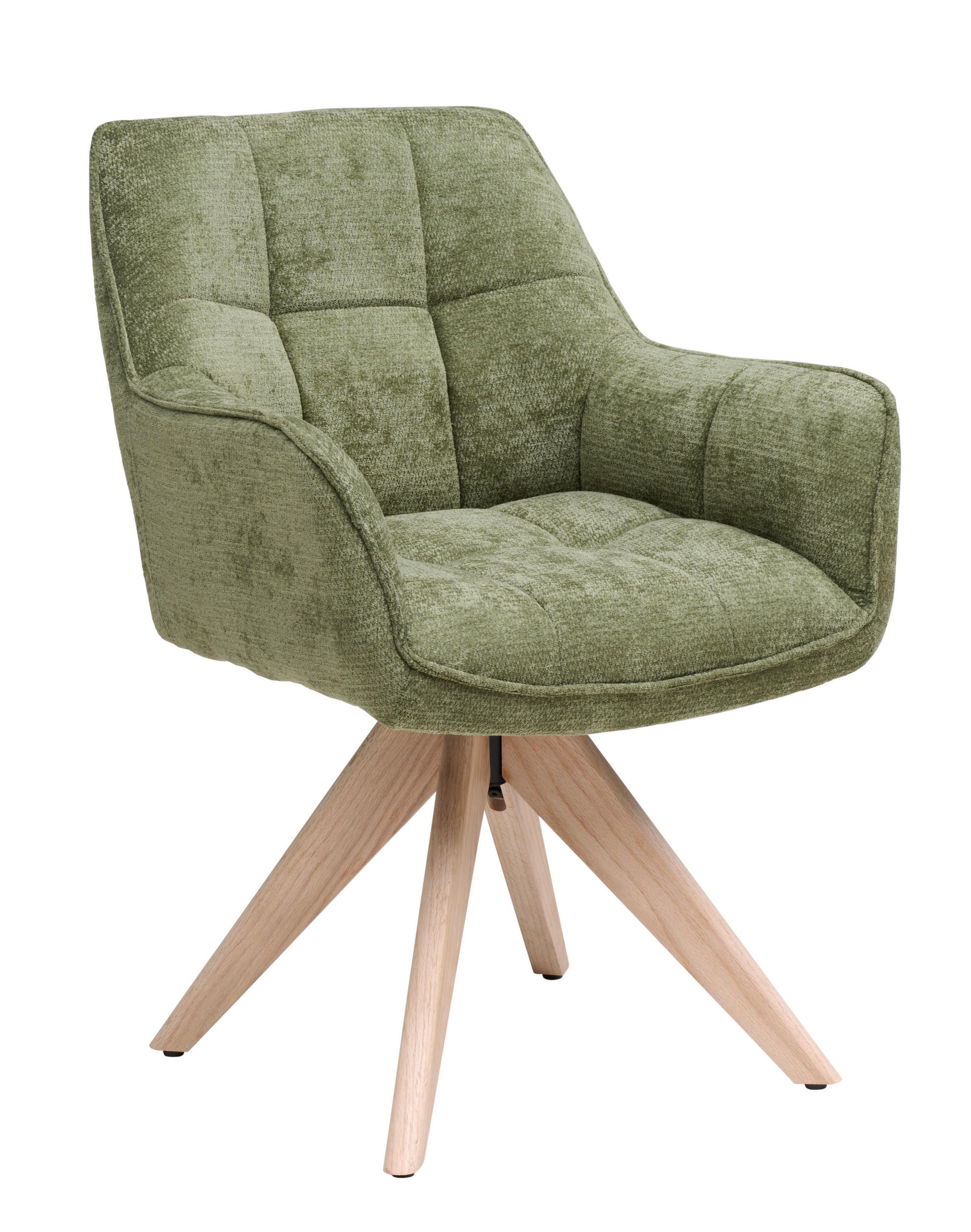 ARMLEHNSTUHL  Sitzfläche 360° drehbar Chenille  - Eichefarben/Grün, Basics, Holz/Textil (64/85/62cm) - Livetastic