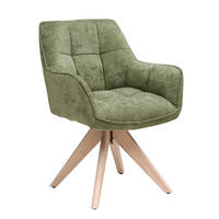 ARMLEHNSTUHL  Sitzfläche 360° drehbar Chenille  - Eichefarben/Grün, Basics, Holz/Textil (64/85/62cm) - Livetastic