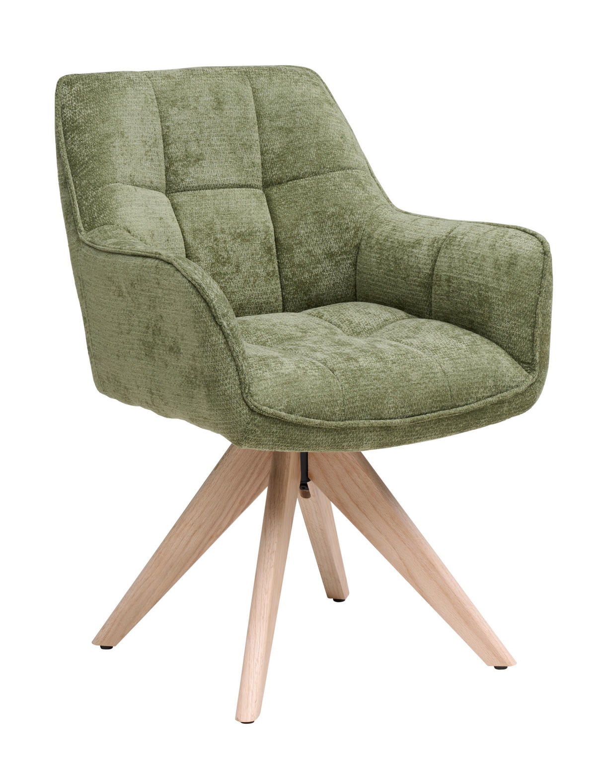 ARMLEHNSTUHL  Sitzfläche 360° drehbar Chenille  - Eichefarben/Grün, Basics, Holz/Textil (64/85/62cm) - Livetastic
