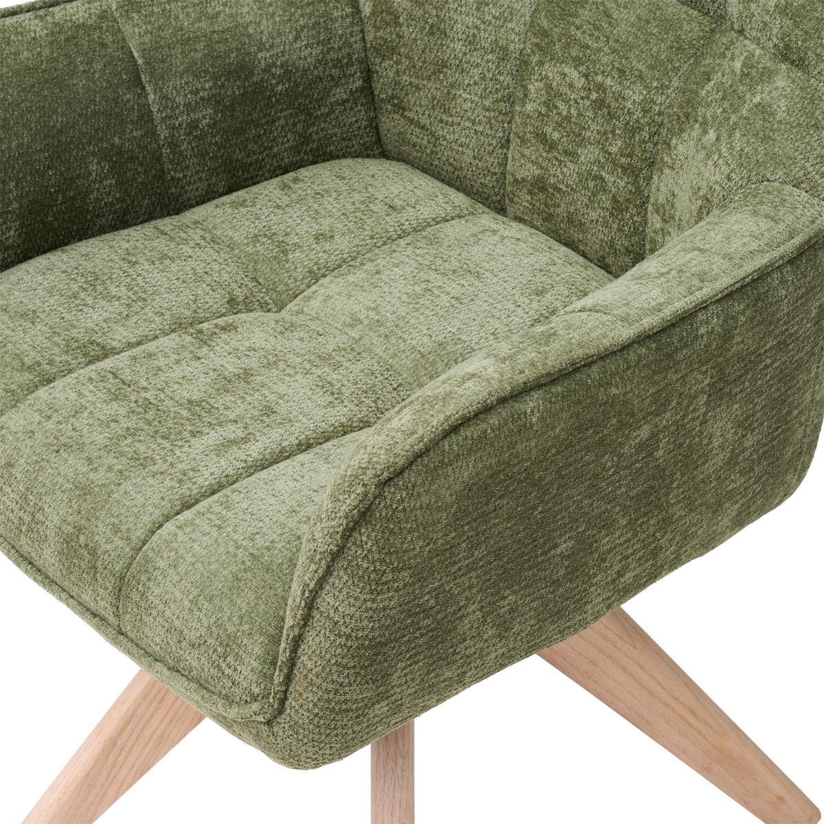 ARMLEHNSTUHL  Sitzfläche 360° drehbar Chenille  - Eichefarben/Grün, Basics, Holz/Textil (64/85/62cm) - Livetastic