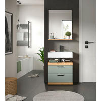 BADEZIMMER 2-teilig  in 60 cm  - Salbeigrün/Schwarz, MODERN, Glas/Holzwerkstoff (60cm) - MID.YOU
