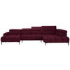 WOHNLANDSCHAFT in Samt, Webstoff Bordeaux  - Bordeaux/Schwarz, Design, Textil/Metall (177/385/216cm) - Welnova