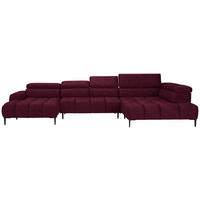 WOHNLANDSCHAFT in Samt, Webstoff Bordeaux  - Bordeaux/Schwarz, Design, Textil/Metall (177/385/216cm) - Welnova