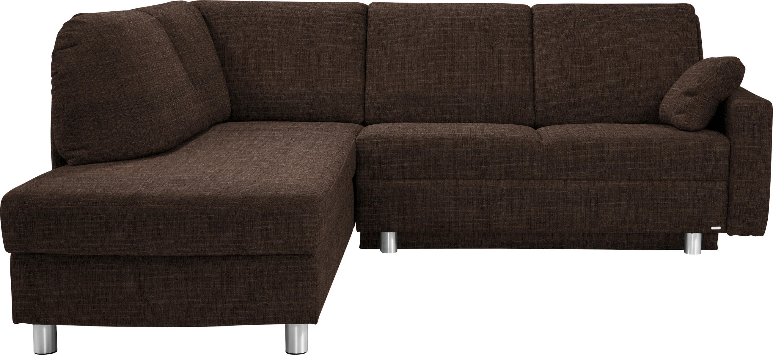 ECKSOFA 208/227 cm  in Chenille Dunkelbraun Zierkissen, Armlehnenkissen  208/227 cm  - Dunkelbraun/Alufarben, KONVENTIONELL, Textil/Metall (208/227cm) - Sedda