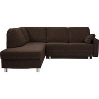 ECKSOFA 208/227 cm  in Chenille Dunkelbraun Zierkissen, Armlehnenkissen  208/227 cm  - Dunkelbraun/Alufarben, KONVENTIONELL, Textil/Metall (208/227cm) - Sedda
