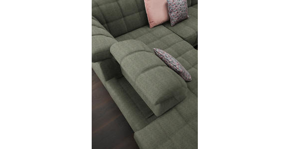 ECKSOFA in Webstoff Grün  216/302 cm  - Schwarz/Grün, Design, Holz/Textil (216/302cm) - Xora