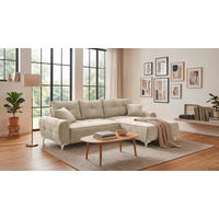 ECKSOFA Webstoff Beige  - Kaschmir/Beige, Modern, Kunststoff/Textil (284/191cm) - MID.YOU