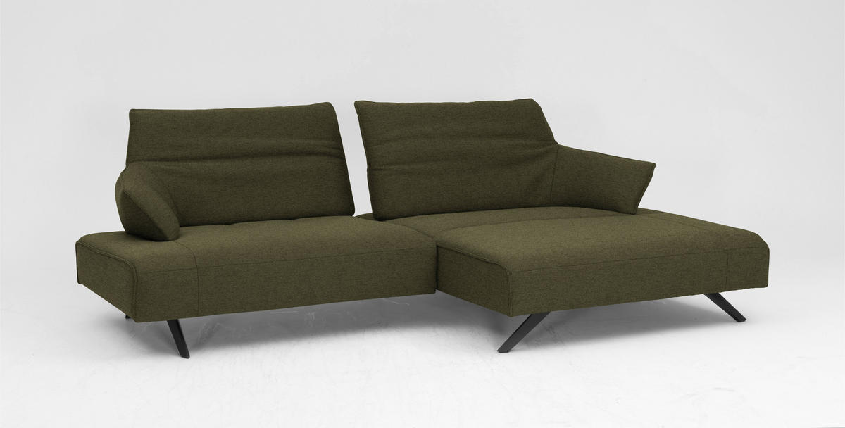 ECKSOFA in Struktur Olivgrün  - Anthrazit/Olivgrün, Design, Textil/Metall (276/165cm) - Himolla