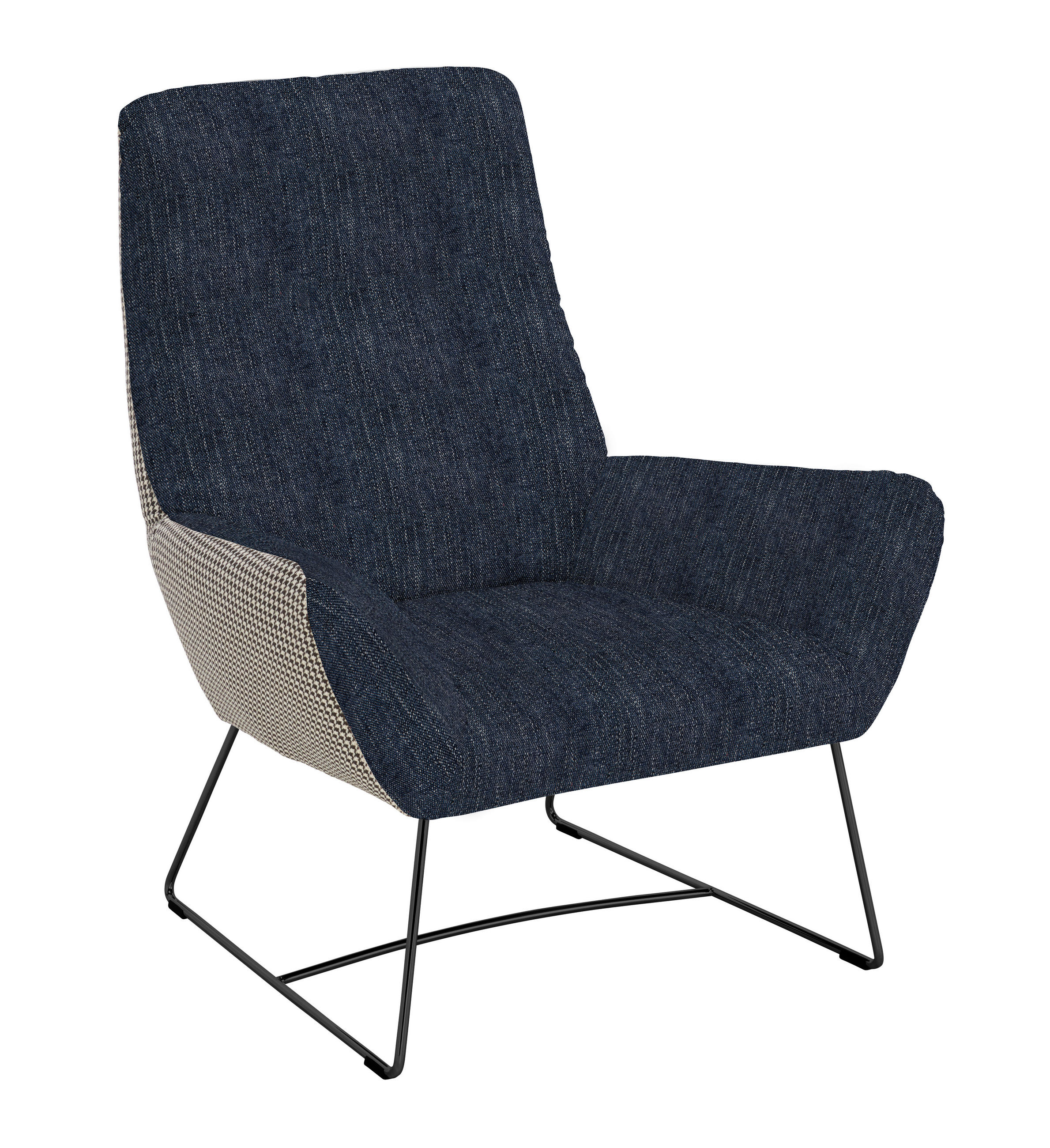 SESSEL in Flachgewebe Dunkelblau  - Schwarz/Dunkelblau, Design, Textil/Metall (82/102/81cm) - Pure Home Lifestyle