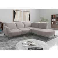 ECKSOFA ZOE E Silberfarben Chenille  - Silberfarben/Schwarz, KONVENTIONELL, Textil/Metall (300/267cm) - Sit & More