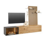 WOHNWAND 3-teilig  in Anthrazit, Eichefarben  261/160/50 cm  - Eichefarben/Anthrazit, Design, Glas/Holz (261/160/50cm) - Dieter Knoll