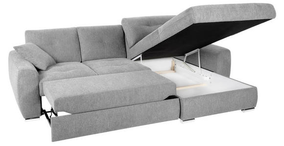 ECKSOFA in Mikrofaser Hellgrau  - Chromfarben/Hellgrau, MODERN, Kunststoff/Textil (276/193cm) - Hom`in