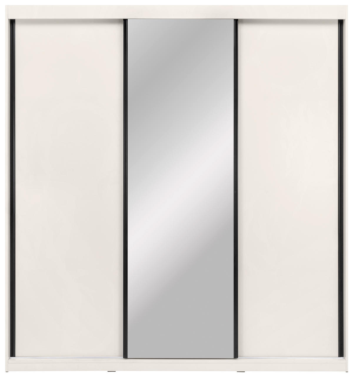 SCHIEBETÜRENSCHRANK 200/215/59,5 cm 3-türig  - Kaschmir/Schwarz, MODERN, Holzwerkstoff/Metall (200/215/59,5cm) - MID.YOU