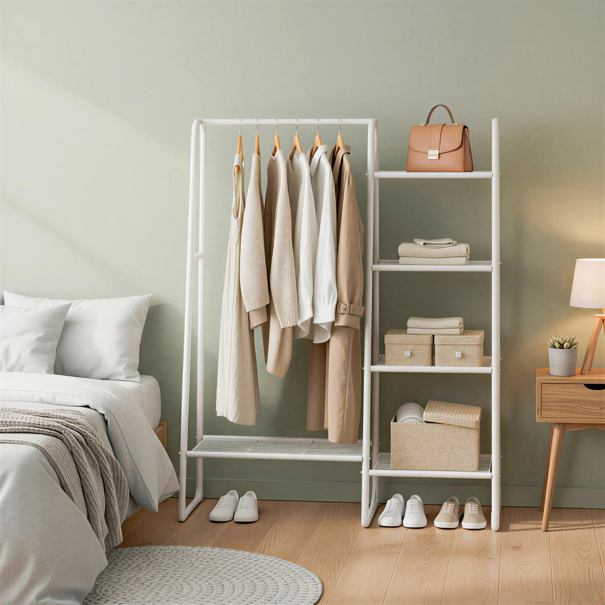 KLEIDERSTÄNDER in Weiß 101,7/153,3/40 cm   - Weiß, Trend, Kunststoff/Metall (101,7/153,3/40cm) - Boxxx