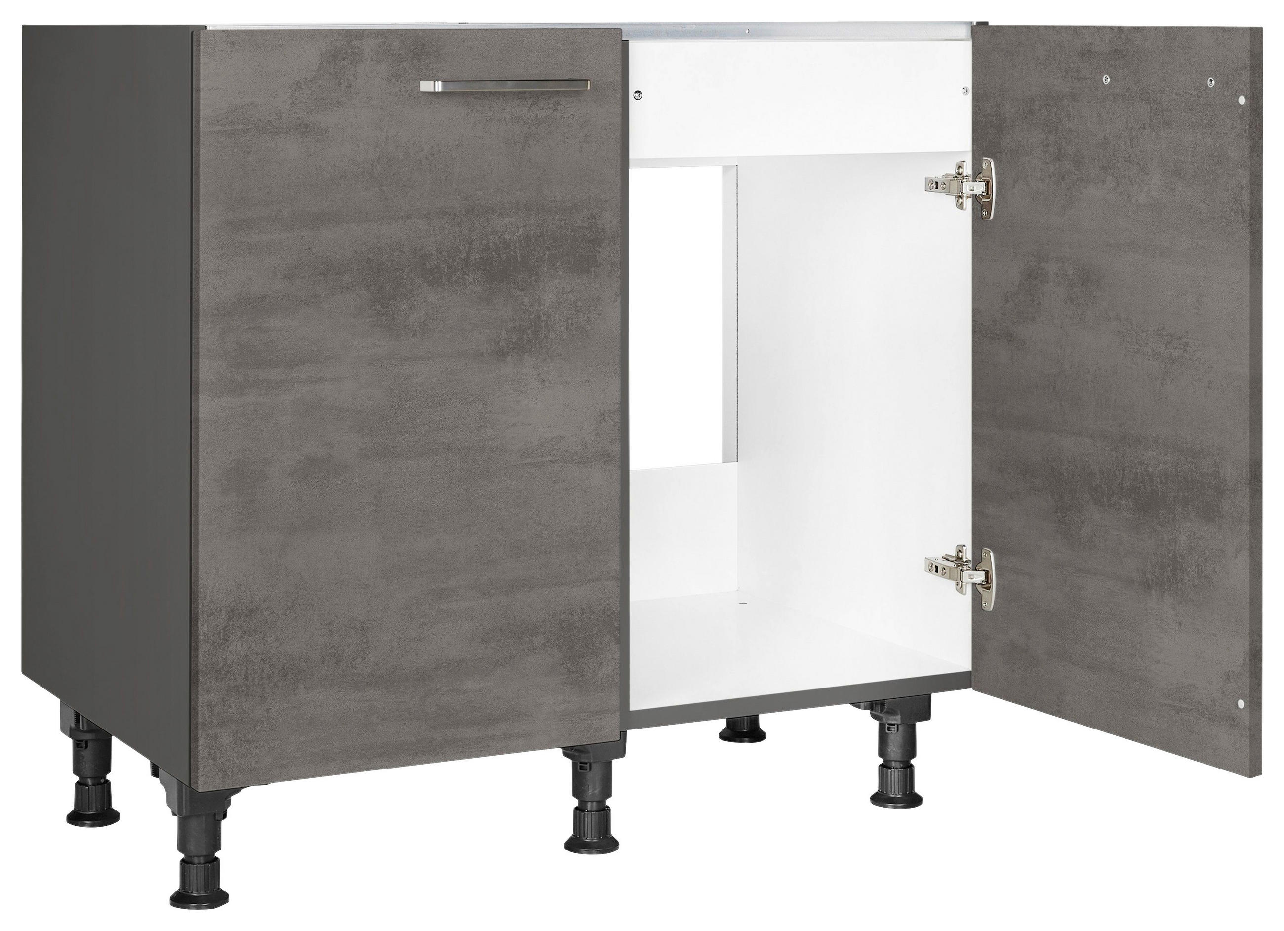 SPÜLENUNTERSCHRANK 90/87/56 cm  in Schieferfarben  - Schieferfarben/Edelstahlfarben, MODERN, Holzwerkstoff/Metall (90/87/56cm) - Nobilia