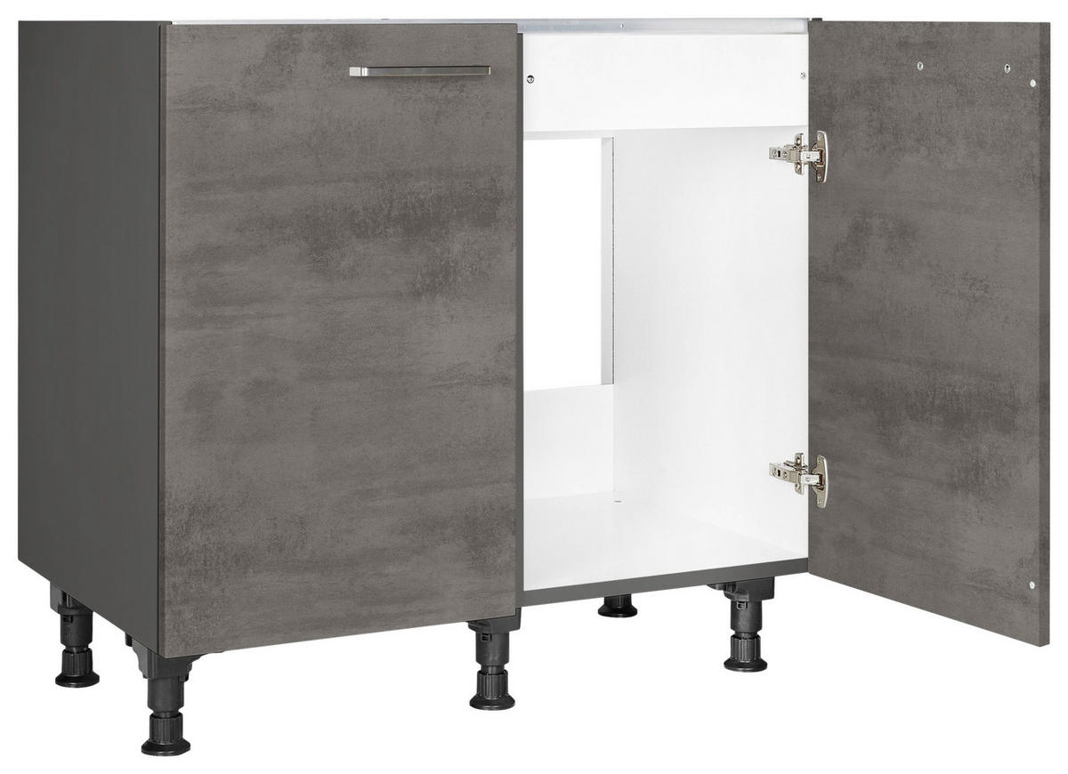 SPÜLENUNTERSCHRANK 90/87/56 cm  in Schieferfarben  - Schieferfarben/Edelstahlfarben, MODERN, Holzwerkstoff/Metall (90/87/56cm) - Nobilia