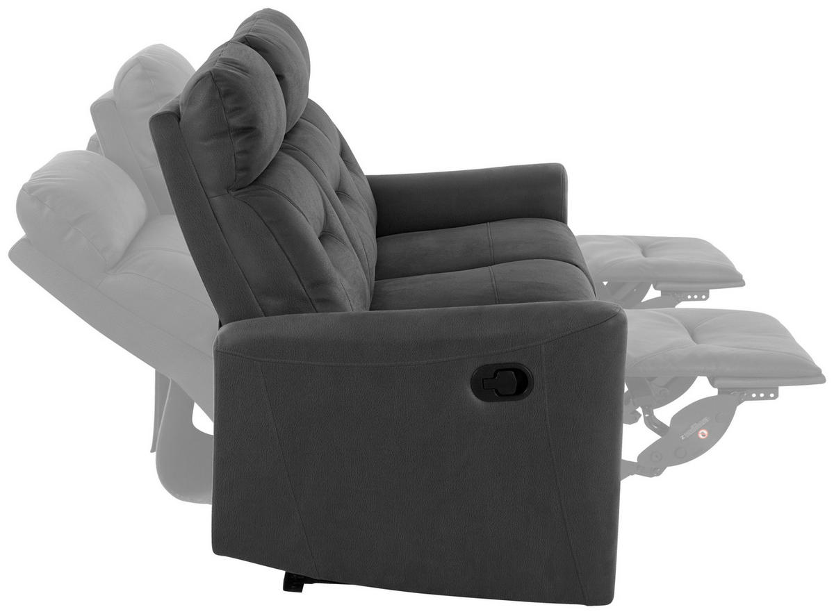 SITZGARNITUR Mikrofaser Grau  - Schwarz/Grau, Design, Textil/Metall - Livetastic