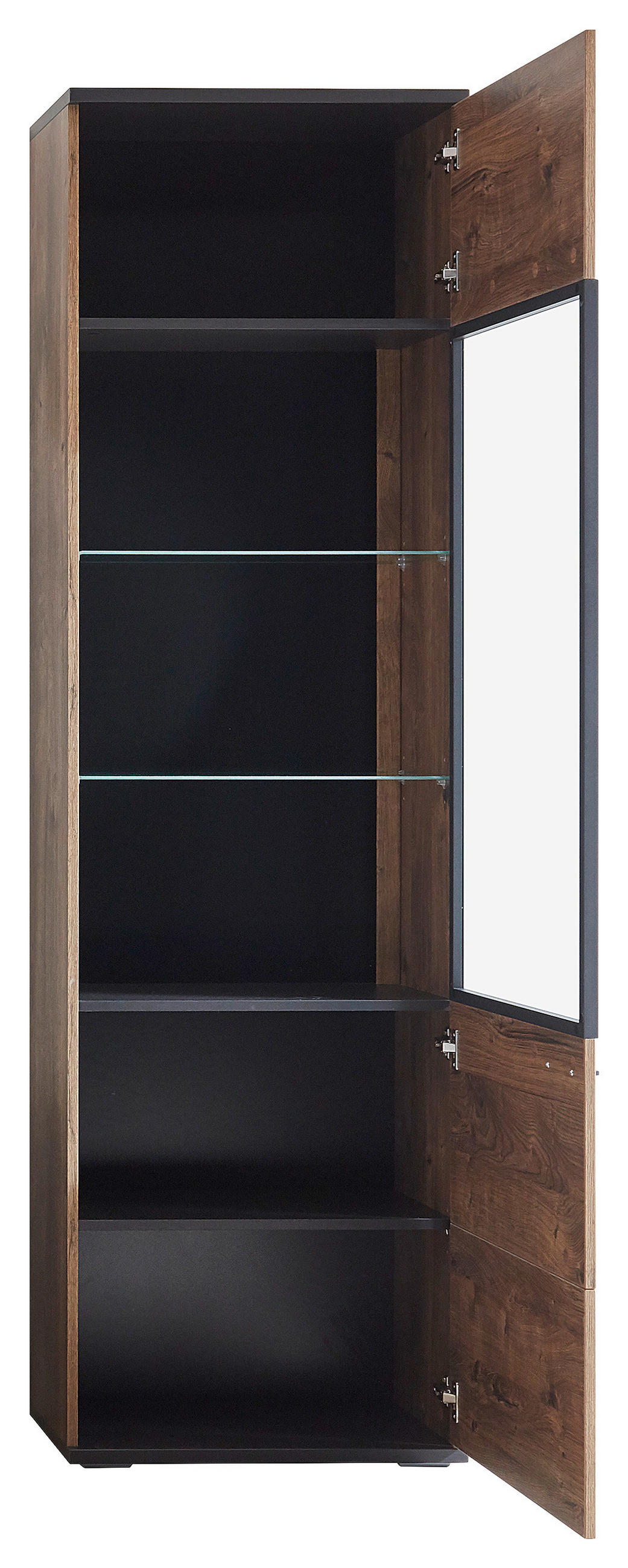 VITRINE in Eichefarben, Dunkelgrau  - Dunkelgrau/Eichefarben, KONVENTIONELL, Glas/Holzwerkstoff (60/206/37cm) - Cantus