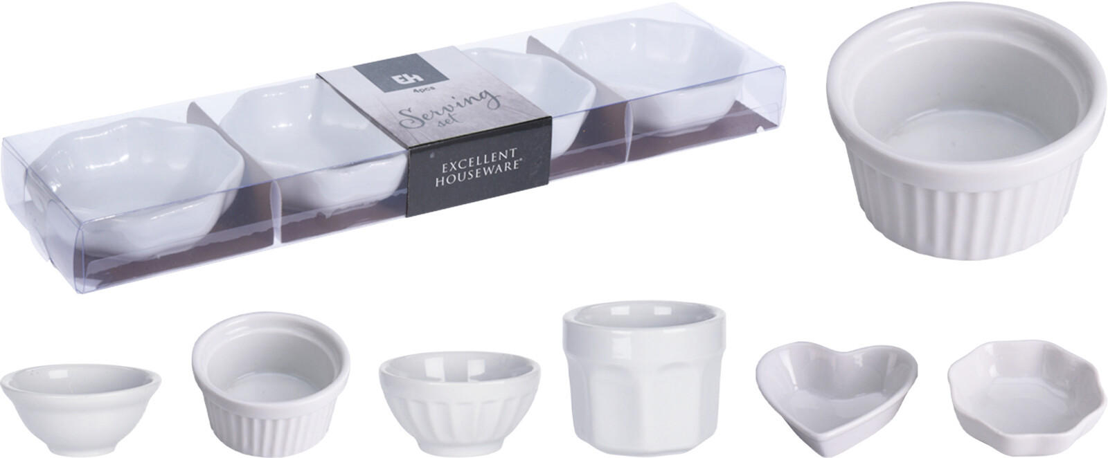 SNACKSSKÅL SET 4 delar   - vit, Klassisk, keramik (6/3,5cm)