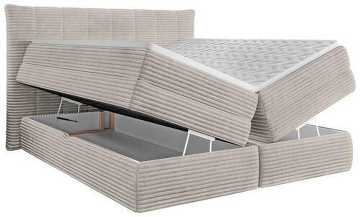 BOXSPRINGBETT 180/200 cm  in Sandfarben  - Sandfarben/Schwarz, Design, Kunststoff/Textil (180/200cm) - Esposa