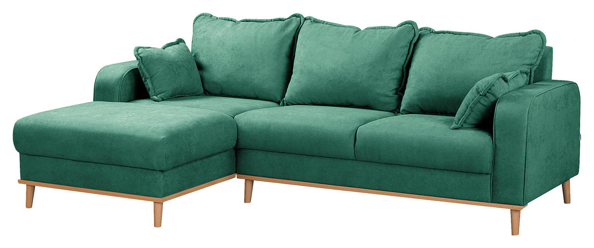ECKSOFA Beata Mintgrün Mikrofaser  - Wengefarben/Mintgrün, Design, Holz/Textil (150/230cm) - Livetastic