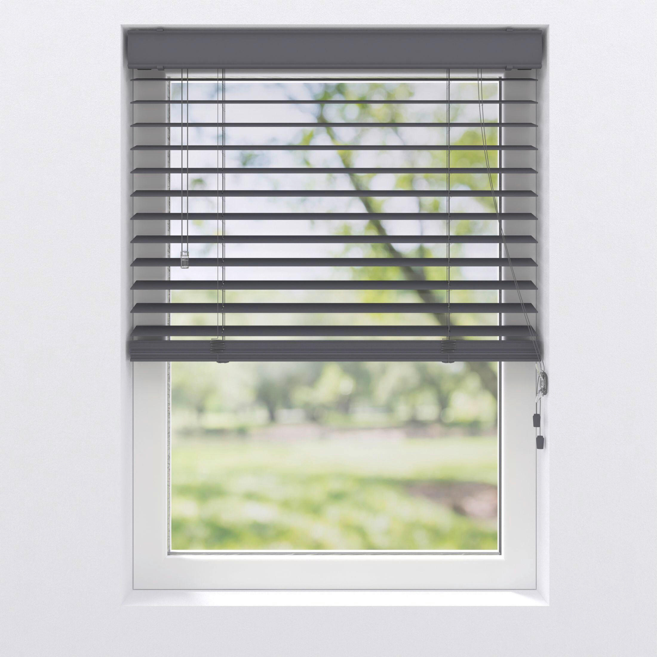 Jalousie 50mm in Holzoptik  - Anthrazit, Design, Kunststoff (105/175cm)