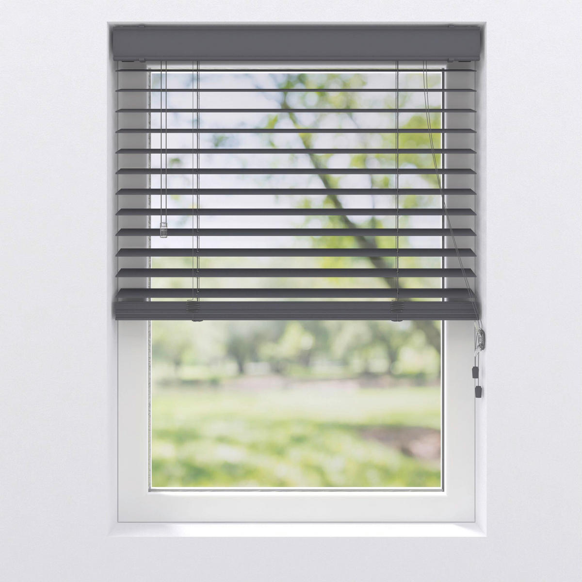 Jalousie 50mm in Holzoptik  blickdicht  105/240 cm    - Anthrazit, Design, Kunststoff (105/240cm)