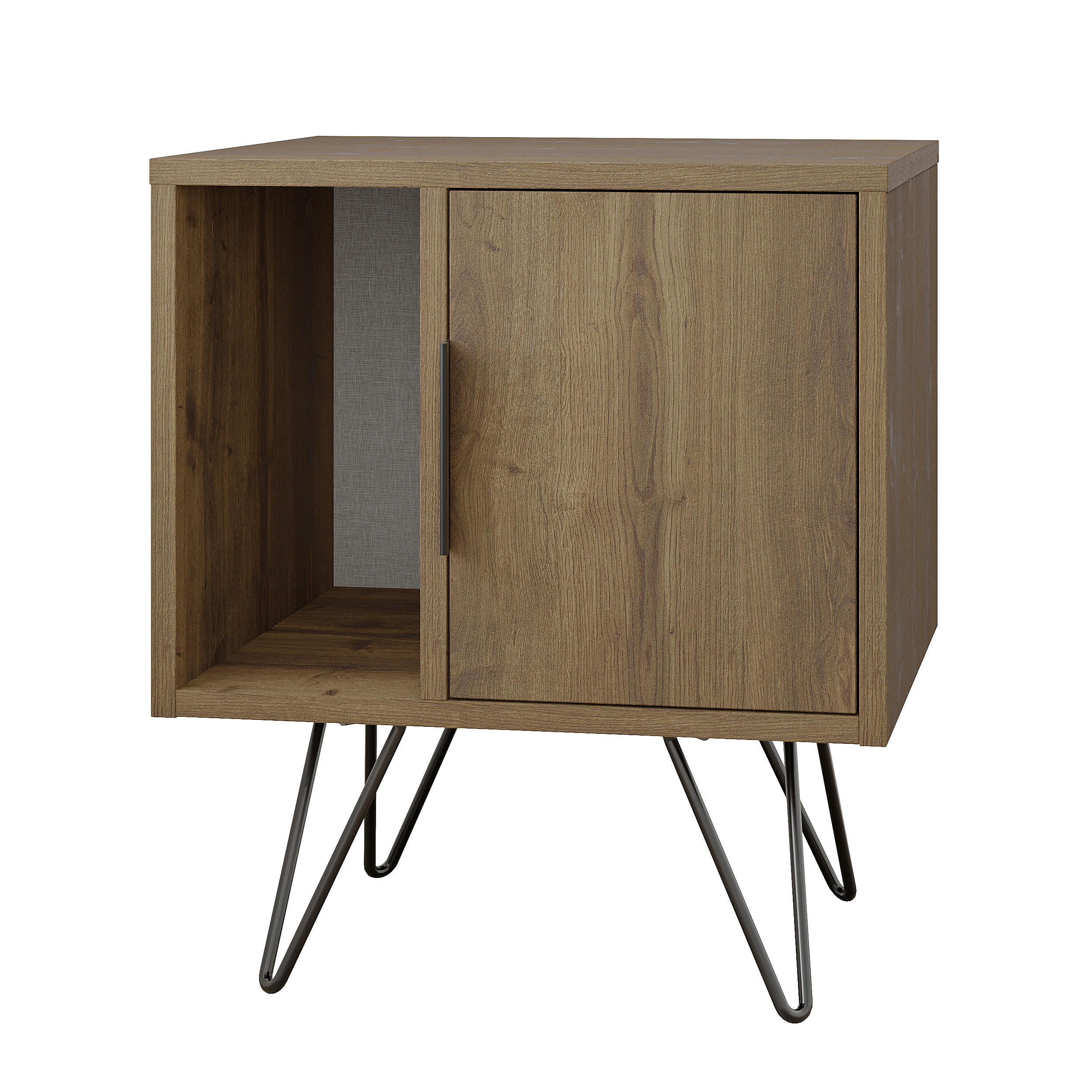 KINDERNACHTSCHRANK 45/50/35 cm  - Eiche dunkel, Design, Holzwerkstoff/Metall (45/50/35cm) - Livetastic