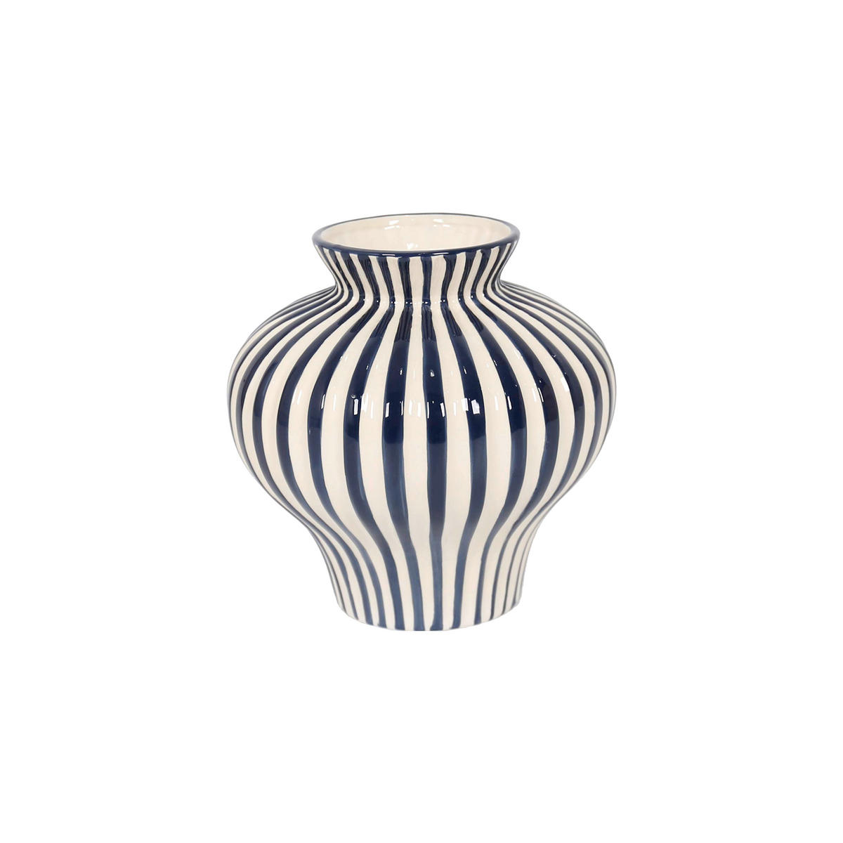 VASE 21 cm  - Weiß/Dunkelblau, LIFESTYLE, Keramik (21/21cm) - Ambia Home