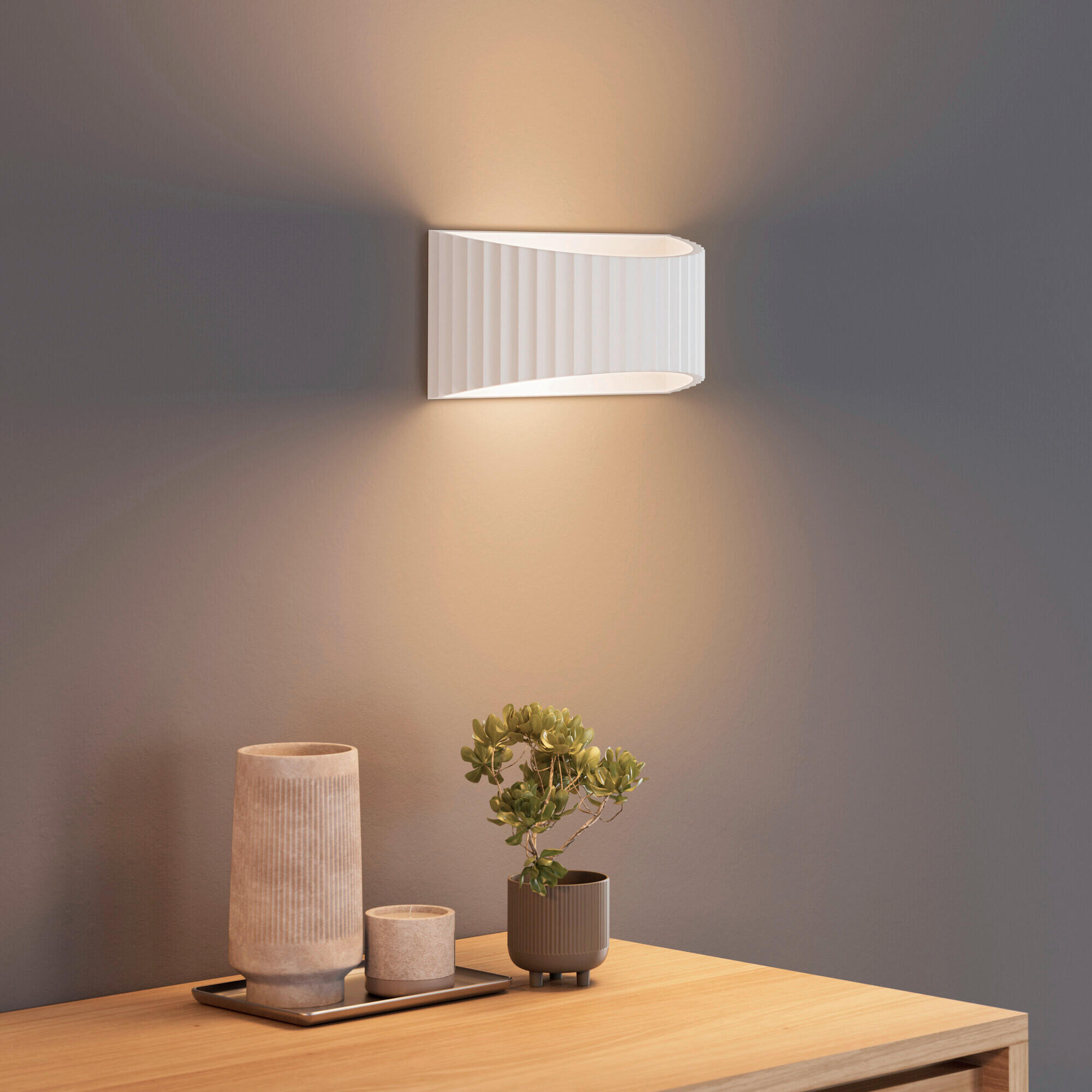 WANDLEUCHTE 29/11,8/15 cm   - Weiß, Basics, Stein (29/11,8/15cm) - Osram