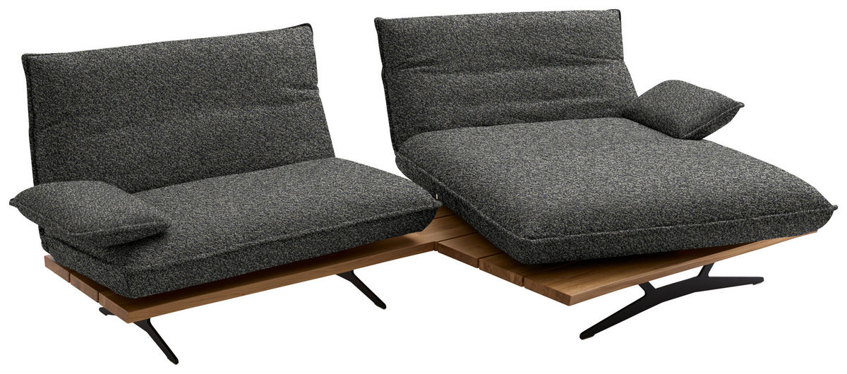 ECKSOFA Chenille, Flachgewebe Wildeiche, Blaugrau  - Wildeiche/Blaugrau, Design, Holz/Textil (284/161cm) - Koinor