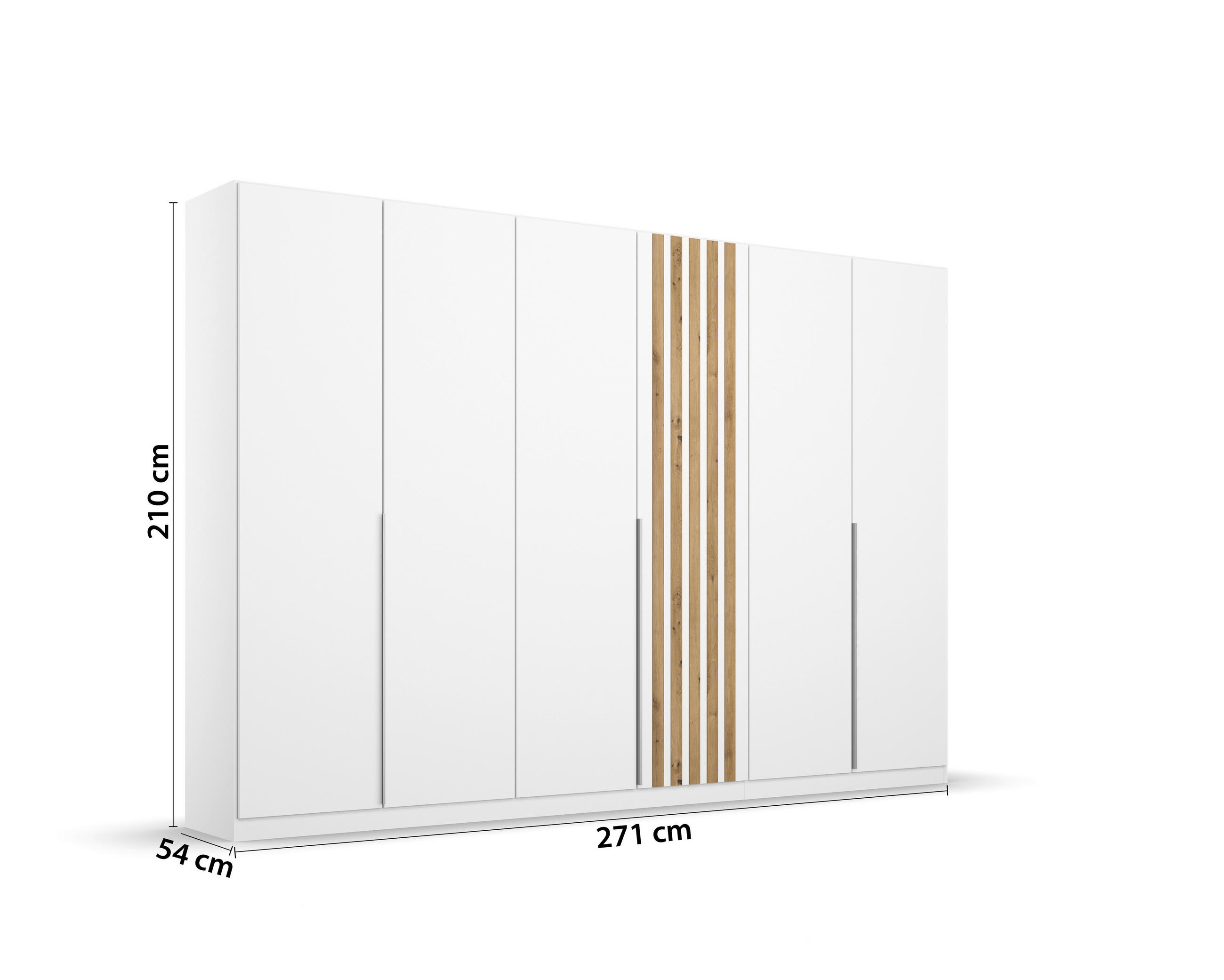 DREHTÜRENSCHRANK in Weiss, Eiche Artisan  - Weiss/Alufarben, Modern, Holzwerkstoff/Metall (271/210/54cm) - Rauch Möbel