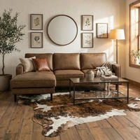 ECKSOFA Braun Echtleder Lederlook Rücken echt  - Braun, Design, Leder/Textil (166/238cm) - Livetastic