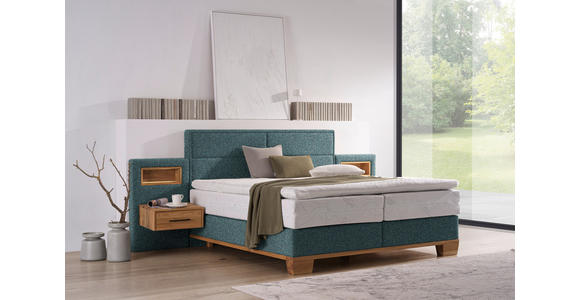 BOXSPRINGBETT 160/200 cm in Eichefarben, Petrol - Eichefarben/Petrol, Natur, Holz/Textil (160/200cm) - Valnatura