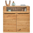 HIGHBOARD Eichefarben 120/119,3/39,5 cm - Eichefarben/Schwarz, Natur, Glas/Holz (120/119,3/39,5cm) - Valnatura