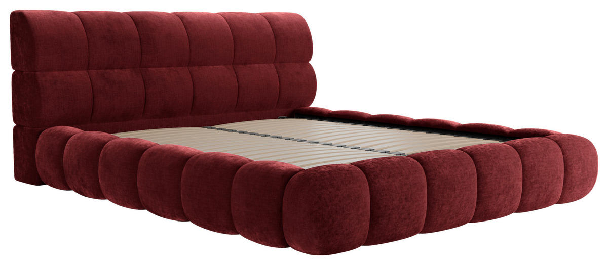 POLSTERBETT 180/200 cm,  in Rot, Lattenrost, Bettkasten,  - Rot/Schwarz, Design, Holz/Textil (180/200cm) - Chameo