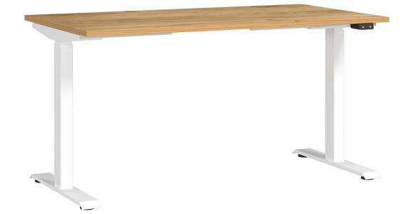 SCHREIBTISCH 140/80/72-118 cm  in Weiß, Eichefarben  - Eichefarben/Weiß, MODERN, Holzwerkstoff/Metall (140/80/72-118cm) - Novel