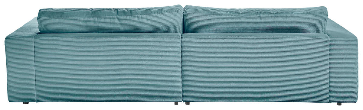 MEGASOFA Cord Petrol  - Petrol/Schwarz, Design, Kunststoff/Textil (290/86/170cm) - Pure Home Lifestyle
