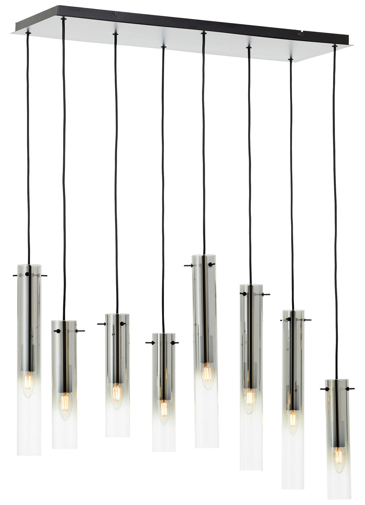 HÄNGELEUCHTE 80/30/199 cm    - Schwarz/Grau, Design, Glas/Metall (80/30/199cm) - Brilliant