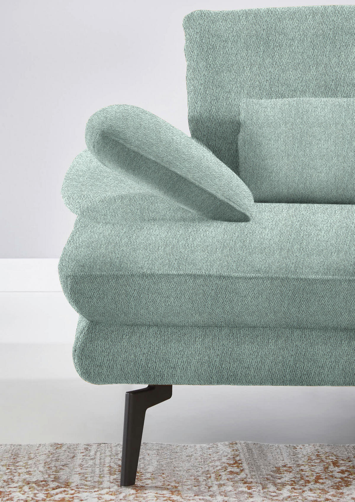 ECKSOFA in Chenille Mintgrün  - Schwarz/Mintgrün, Design, Textil/Metall (310/180cm) - Dieter Knoll