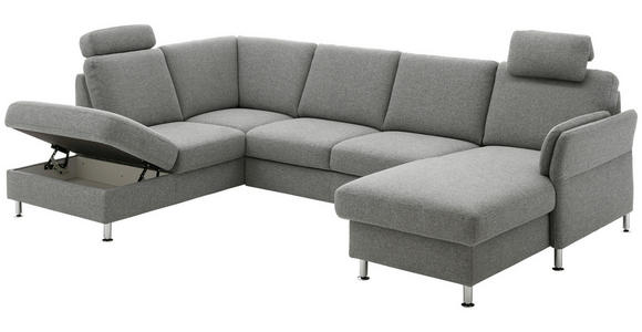WOHNLANDSCHAFT in Flachgewebe Dunkelblau - Chromfarben/Dunkelblau, KONVENTIONELL, Textil/Metall (200/305/168cm) - Voleo