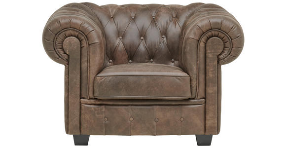 CHESTERFIELD-SESSEL - Wengefarben/Hellbraun, LIFESTYLE, Leder/Holz (115/76,5/96cm) - Landscape