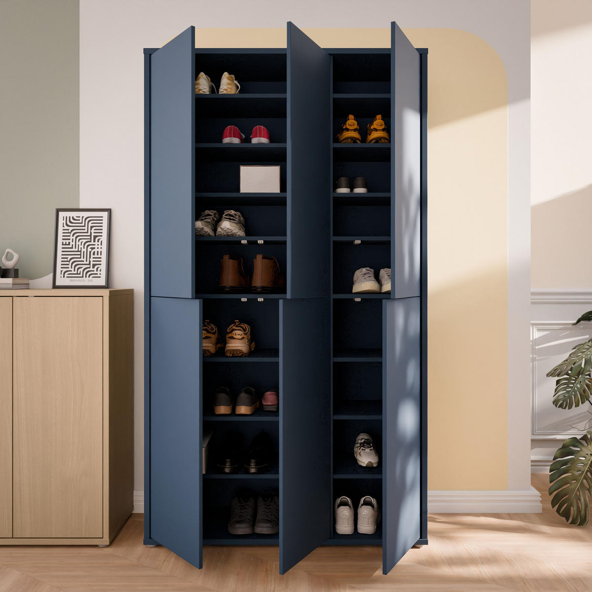 SCHUHSCHRANK Dunkelblau  - Dunkelblau/Grau, MODERN, Holzwerkstoff/Kunststoff (109,2/191,9/34,9cm) - Modern Living