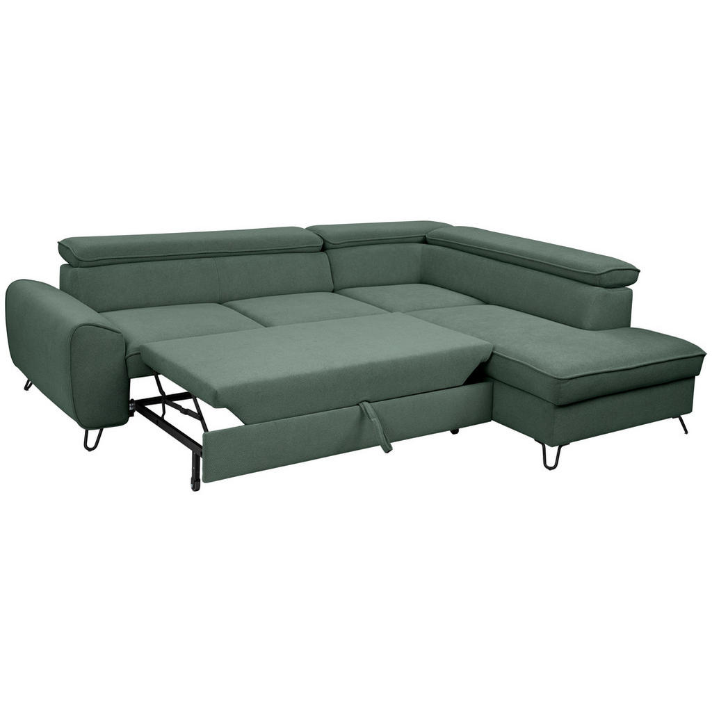 Thumbnail - Stylife Ecksofa, Waldgrün, Textil, 4-Sitzer, Ottomane rechts, Eckteil, L-Form, 250x200 cm, Stoffauswahl, seitenverkehrt ...