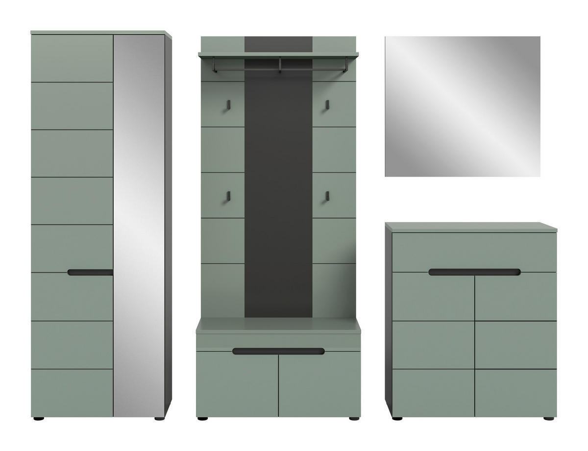 PREDSIEŇOVÝ NÁBYTOK, 255/190/37 cm - sivá/sivozelená, Design, kompozitné drevo (255/190/37cm) - Livetastic