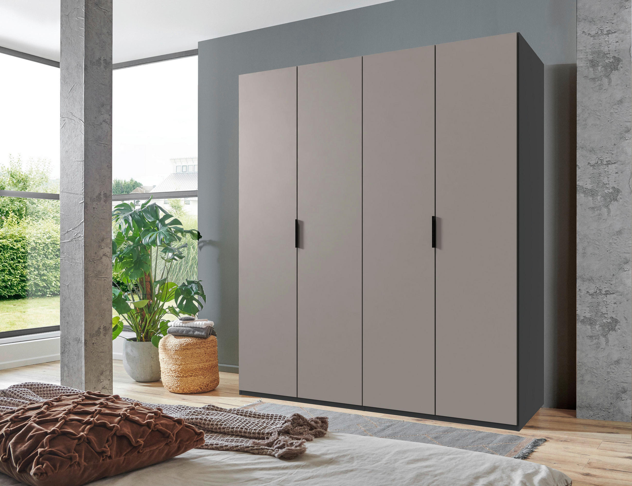 FALTTÜRENSCHRANK 200/216/58 cm 4-türig Graphitfarben, Sahara  - Schwarz/Graphitfarben, Design, Holzwerkstoff (200/216/58cm) - Boxxx